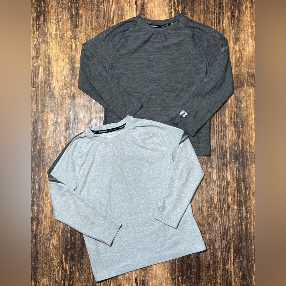 Russell Athletic Charcoal and Light Gray Tees XS 4/5